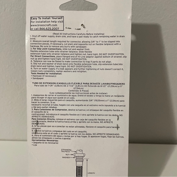 PEERLESS PRL083 Flexible Sink TRAP EXTENSION TUBE PIPE kitchen 1 1/4" or 1 1/2" - Picture 8 of 8